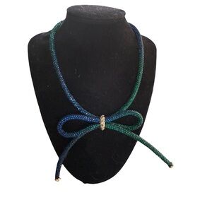 BETSEY JOHNSON Mesh Tube Choker Bow/ Necklace/Blue/Green NWT